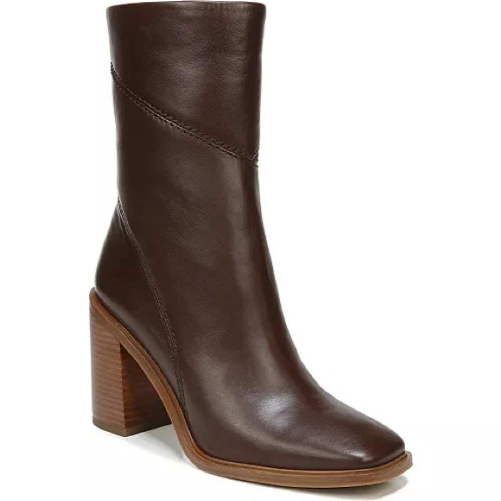 FRANCO SARTO Stevie Mid Shaft Boots, Size 9.5 Dark Brown Leather
